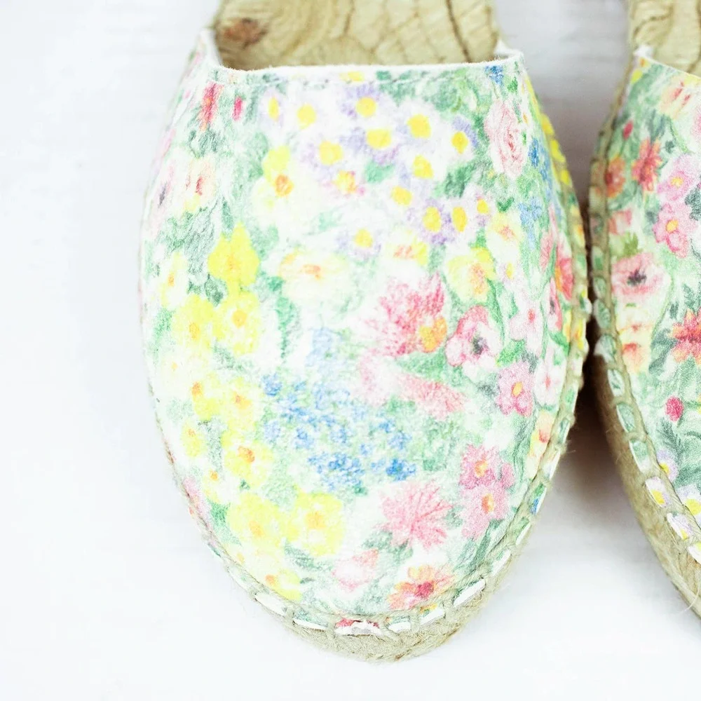 LoveShackFancy x Manebi Green Floral Ankle Wrap Straw Espadrilles - Picture 4 of 10